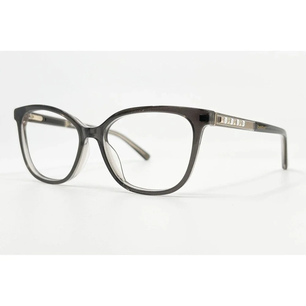 Bebe Eyeglasses Frames Women Gray Brown Cat Eye Studded BB5122 52-16-135